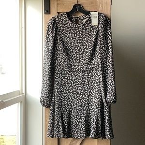 Row A Mini Floral Black Dress